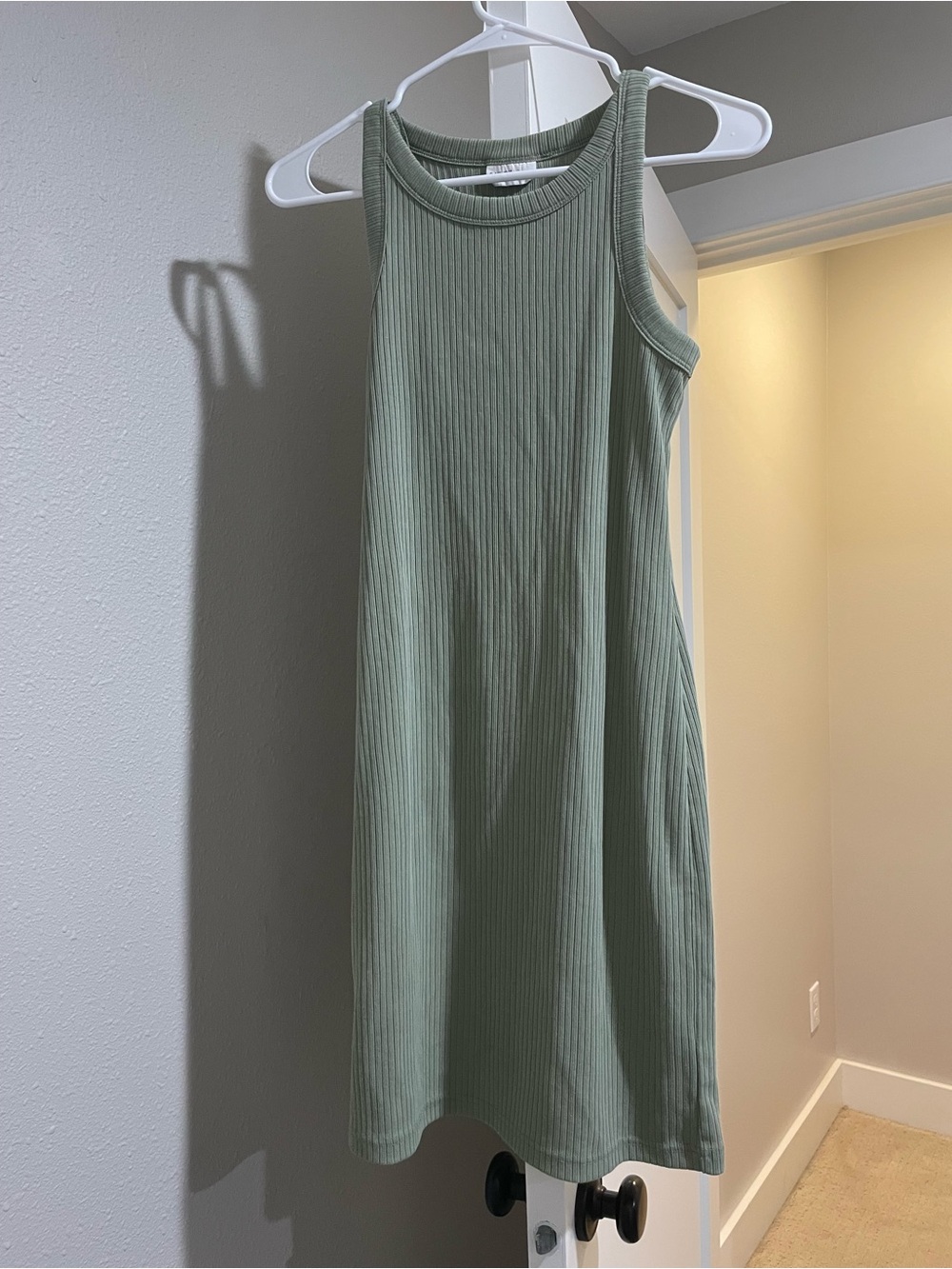 GAP Ribbed Sleeveless Mini Dress - Sage Green